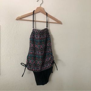 Hula Honey One Piece Swim Suit in Black Pink Blue Sz XS